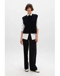 Johnstons of Elgin - Aran Cable Knit Dark Cashmere Tank - Lyst