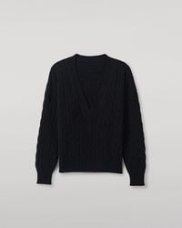 Johnstons of Elgin - Kylesku Deep V Dark Cashmere Jumper - Lyst