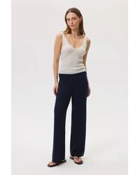 Johnstons of Elgin - Ribbed Merino Dark Wide Leg Trousers - Lyst