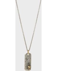 John Varvatos Dog Tag Skull Necklace - Metallic