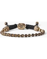 John Varvatos Beaded Brass Skull Bracelet - Metallic