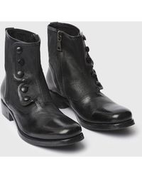 John Varvatos Star USA Men/'s Star NYC Button Leather Side Zip Boot Charcoal