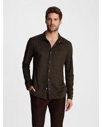John Varvatos Snap Front Shirt - Brown