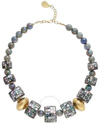 Devon Leigh - 18k Gold Plated Brass & Labradorite Collar Necklace N5823 - Lyst