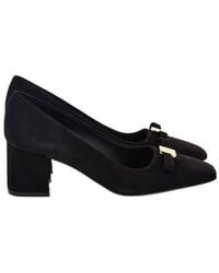 Ferragamo - Myra Bow Block Heel Pumps - Lyst