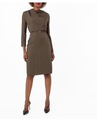 Bally - Military Cowl-Neck Belted Midi Dress - Lyst