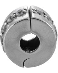 PANDORA - Clear Sparkling Row Clip Charm - Lyst