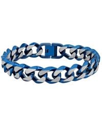 Robert Alton - Stainless Steel With Finish Curb Link Bracelet - Lyst