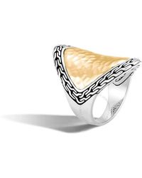 John Hardy - Classic Chain 18k Bonded Yellow Gold & Sterling Silver Hammered Saddle Ring - Lyst