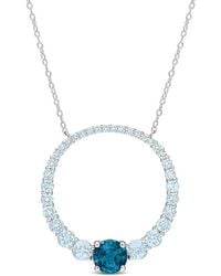 Amour - 3 7/8 Ct Tgw Sky Topaz And London Topaz Graduated Open Circle Pendant With Chain - Lyst