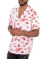 Balmain - Twill Pyjama Shirt With Kiss Print, Brand Size 46 (Us - Lyst