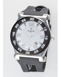 Lancaster Barreto Solo Tempo White Dial Vulcanized Black Rubber Strap Watch - Multicolour
