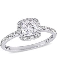 Amour - 1 1/3 Ct Tw Cushion-Cut Diamond Halo Engagement Ring - Lyst