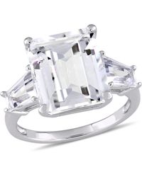 Amour - 8 7/8 Ct Tgw Emerald And Tapered-Cut Topaz 3-Stone Ring - Lyst