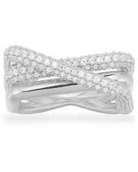 Apm Monaco - Ladies Crossed Rectangle Crystal Ring - Lyst