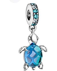 PANDORA - Murano Glass Sea Turtle Sterling Dangle Charm - Lyst