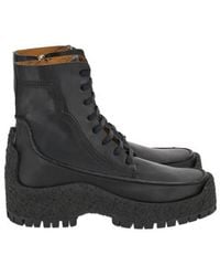 Ferragamo - Rugged Platform Lace-Up Boots - Lyst