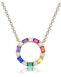 Rachel Glauber - 14k Gold Plated Rainbow Cubic Zirconia Circle Necklace - Lyst