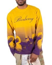 Burberry - Swan Print Long-Sleeve Football T-Shirt - Lyst