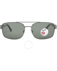 Ray-Ban - Green Polarized Rectangular Sunglasses Rb3687 004/58 58 - Lyst