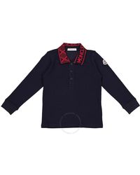 Moncler - Boys Navy Manica Long-sleeved Polo Shirt - Lyst