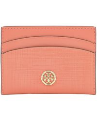 Tory Burch - Crosshatched Robinson Leather Card Case - Lyst