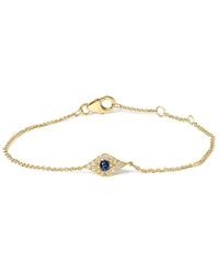 Haus of Brilliance - 10K Sapphire And Diamond Accent Evil Eye Station Link Bracelet (H-I Color, I1-I2 Clarity) - Lyst