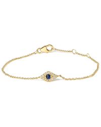 Haus of Brilliance - 10K Sapphire And Diamond Accent Evil Eye Station Link Bracelet (H-I Color, I1-I2 Clarity) - Lyst