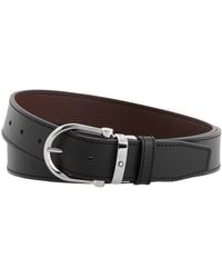 Montblanc - Reversible Leather Belt With Horseshoe Buckle - Lyst