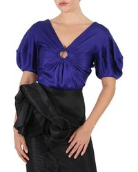 Stella McCartney - Sapphire Puff-sleeve Ruched Blouse - Lyst