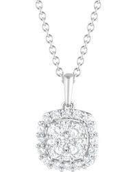 Brilliant Diamond - 1 Carat Round Lab Grown Halo Diamond Pendant Necklace - Lyst