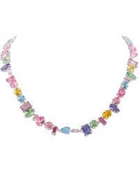 Swarovski - Rhodium Plated Mixed Cuts Gema Necklace - Lyst