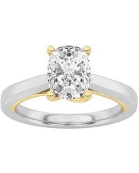 Mure And Co - 1Ctw Elongated Cushion Shaped Lab Grown Diamond (F/Vs) Two Tone Twisted Basket Cathedral Shank Solitaire Ring - Lyst