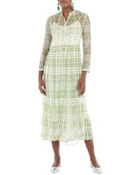 Burberry - Check Print Silk Dress - Lyst