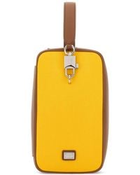 Dolce & Gabbana - Two-Tone Leather And Canvas Lock Handbag - Lyst
