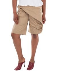 Loewe - Logo Patch Pleated Cotton Shorts, Brand Size 36 (Us - Lyst