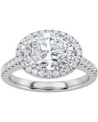 Mure And Co - 2Ctw Oval Shaped Lab Grown Diamond (F/Vs) East West Accented Solitaire Ring - Lyst