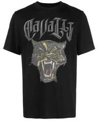 Roberto Cavalli - Panther Logo-Embroidered Cotton T-Shirt - Lyst