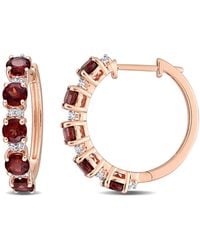 Amour - 3 1/8 Ct Tgw Garnet And Topaz Hoop Earrings - Lyst