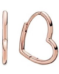 PANDORA - Small Asymmetric Heart Rose Hoop Earrings - Lyst