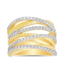 Kylie Harper - 14K Over Twisted Rope Cz Highway Statement Ring - Lyst