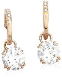 Swarovski - Constella Rose-Tone Plated Round Cut Drop Earrings - Lyst