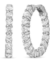 Roberto Coin - 18K Small Inside Outside The Perfect Diamond Hoop Earrings - Lyst