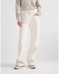 Brunello Cucinelli - Off Relaxed Cotton Trousers, Brand Size 48 (Us - Lyst