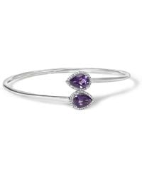 Haus of Brilliance - 925 Sterling 8 X 5.5Mm Pear Shape Amethyst And Diamond Accent Halo Bypass Bangle (H-I Color, Si1-Si2 Clarity) - Lyst
