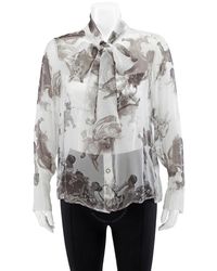 Burberry - Amelie Angel Print Pussy-bow Blouse - Lyst
