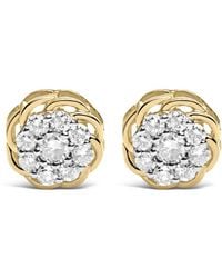 Haus of Brilliance - 10K Plated .925 Sterling 1/2 Cttw Diamond Cluster Stud Earrings (J-K Color, I2-I3 Clarity) - Lyst