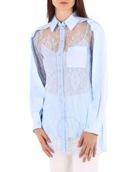 Burberry - Pale Lace Panel Oversized Shirt - Lyst