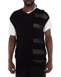 Yohji Yamamoto - 7G Switch Border Switch V-Neck Vest, Brand Size 3 - Lyst