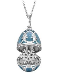 Faberge - Heritage White Gold Diamond & Teal Guilloche Enamel Snowflake Surprise Locket - Lyst